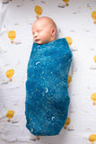 ORGANIC SWADDLE SET - FLY ME TO THE MOON (Starry Night + Hot Air Balloon)